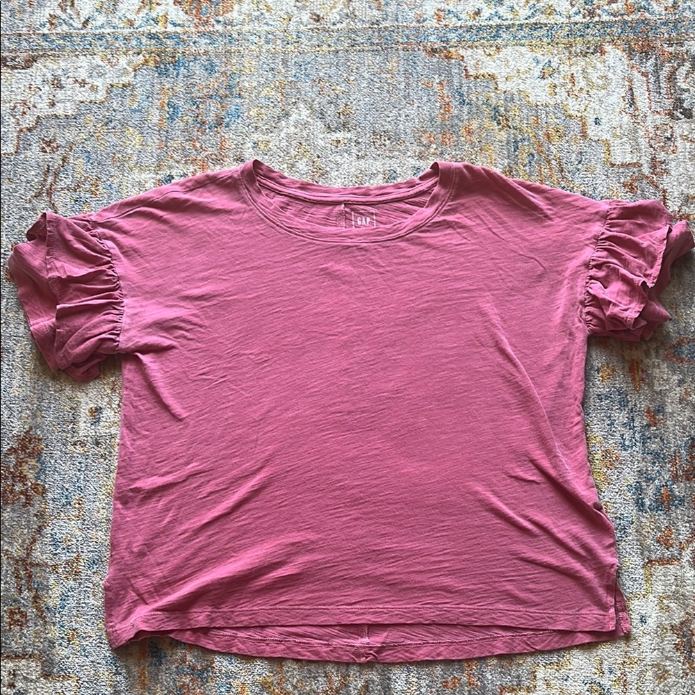 Gap Women's Pink Ruffle Sleeve Top